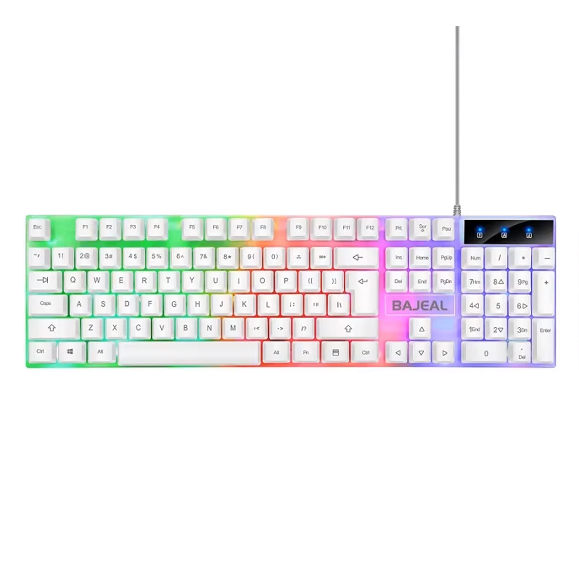 Bajeal K35 Wired Gaming Keyboard – 104 Keys, LED Backlit, Ergonomic PC Keyboard for Gamers