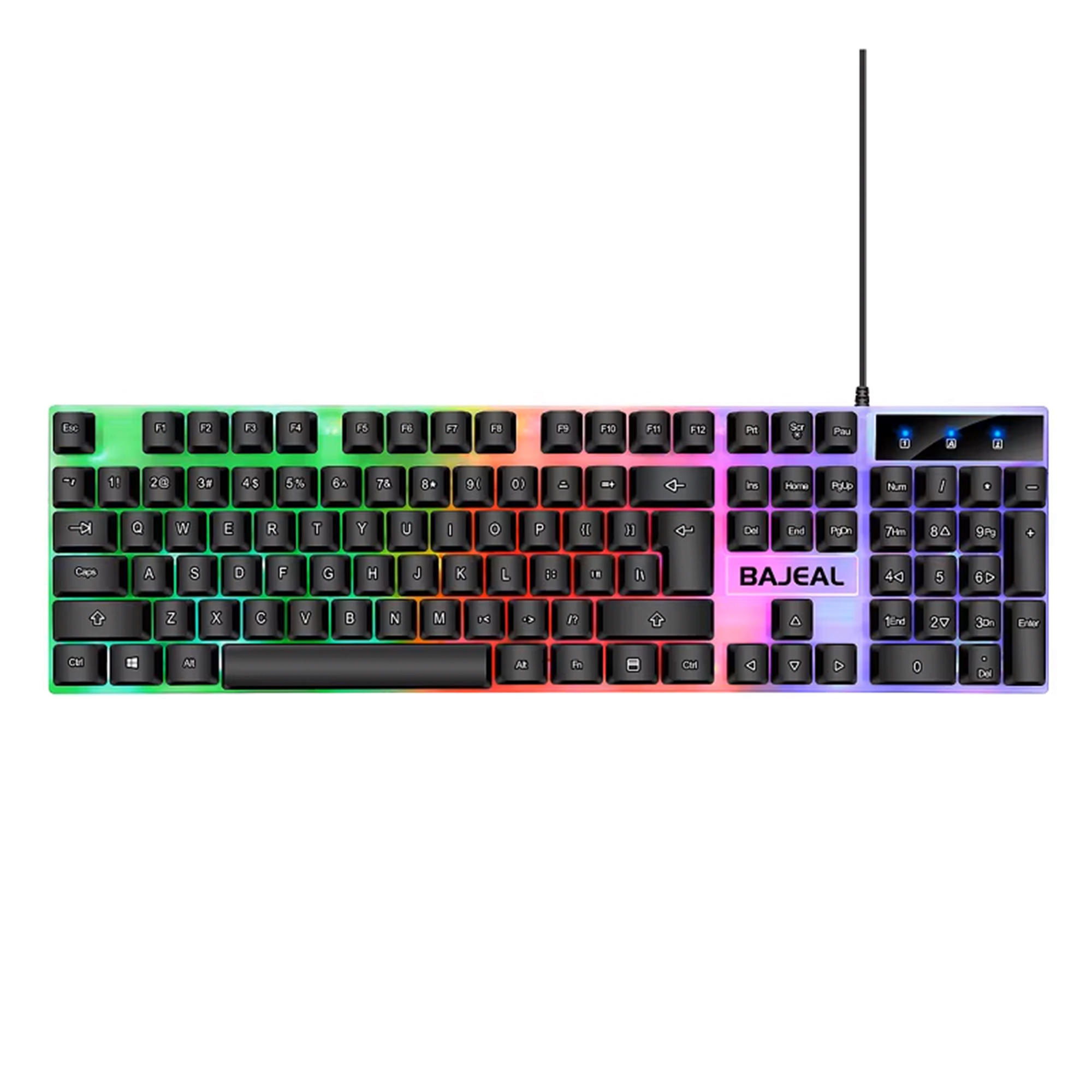 Bajeal K35 Wired Gaming Keyboard – 104 Keys, LED Backlit, Ergonomic PC Keyboard for Gamers