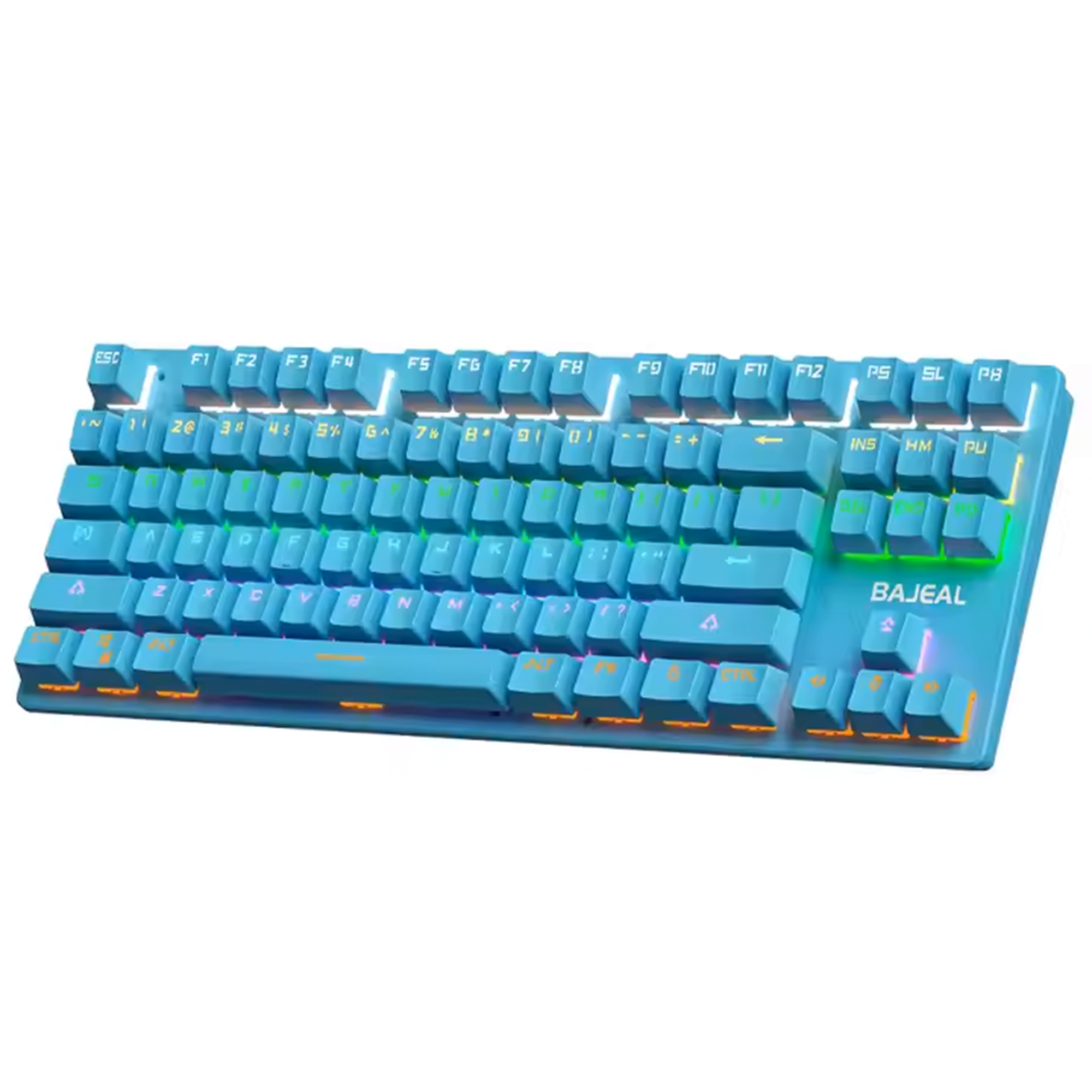 BAJEAL RGB Mechanical Gaming Keyboard – 87 Keys, Blue Switch, Rainbow Backlit, Wired TKL for Girl & Boy Gamers