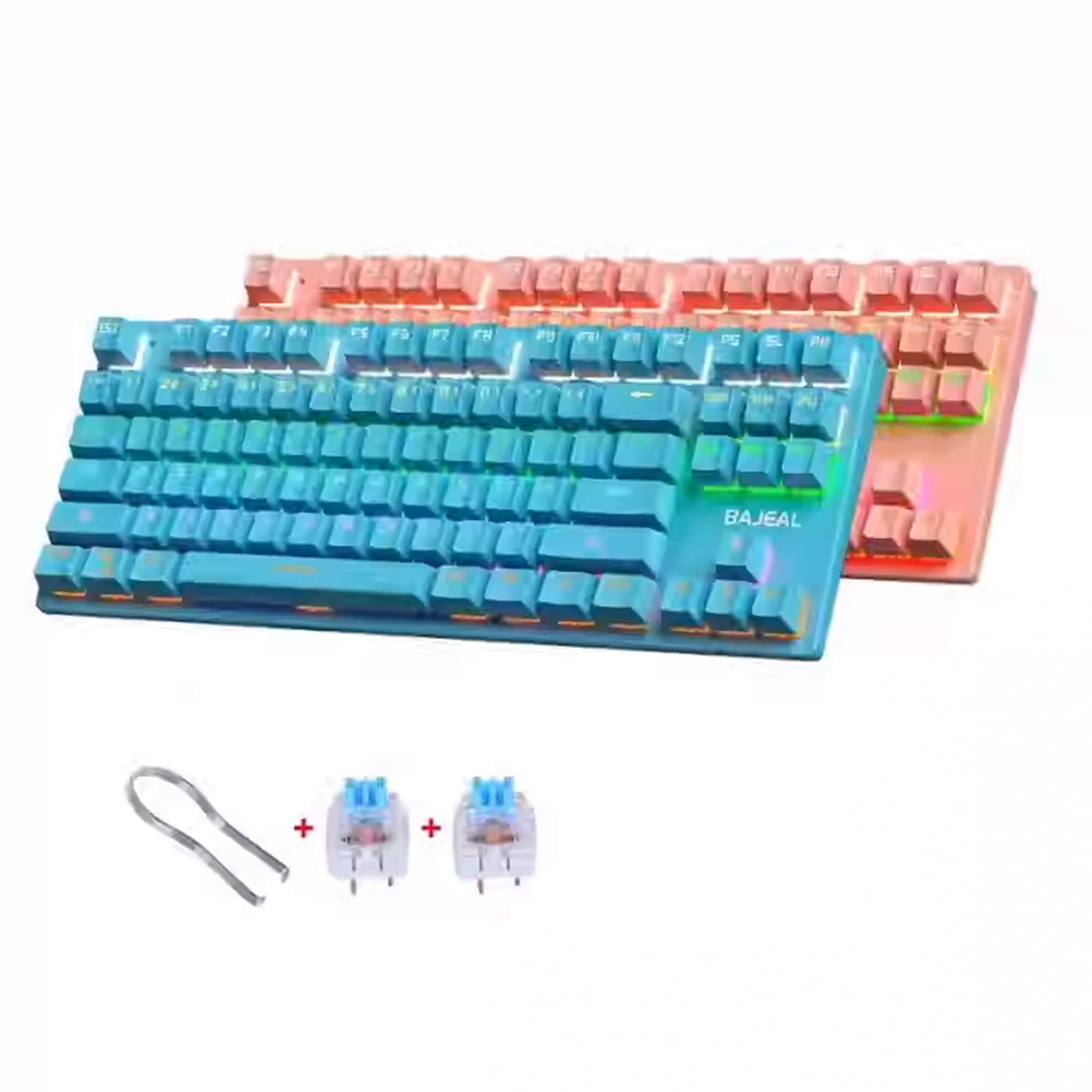 BAJEAL RGB Mechanical Gaming Keyboard – 87 Keys, Blue Switch, Rainbow Backlit, Wired TKL for Girl & Boy Gamers