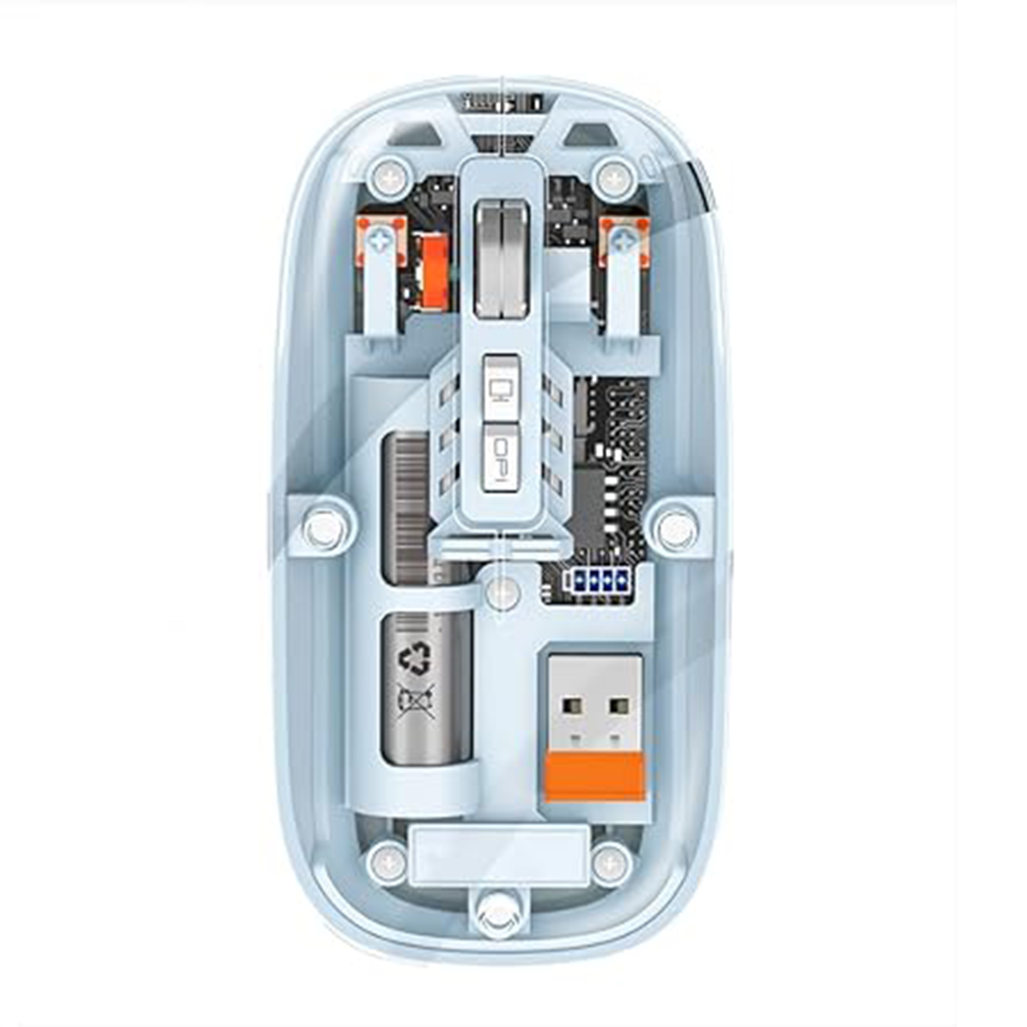 WIWU Crystal Transparent – 6 Wireless Mouse Colors Available: White, Blue, Pink, Green, Orange, Gray