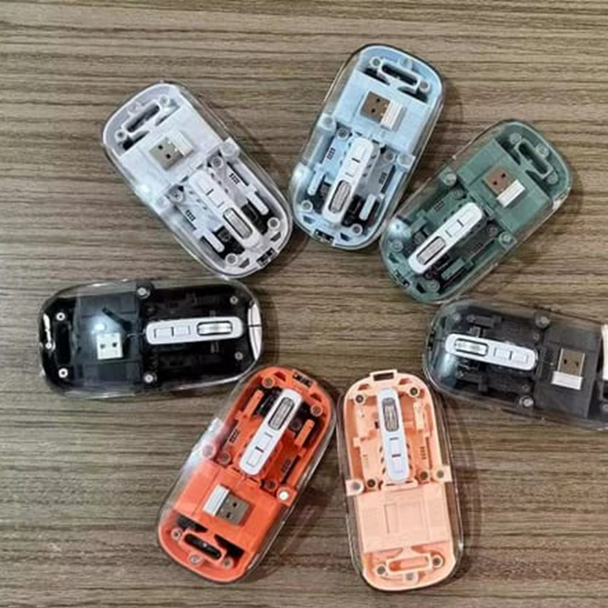 WIWU Crystal Transparent – 6 Wireless Mouse Colors Available: White, Blue, Pink, Green, Orange, Gray