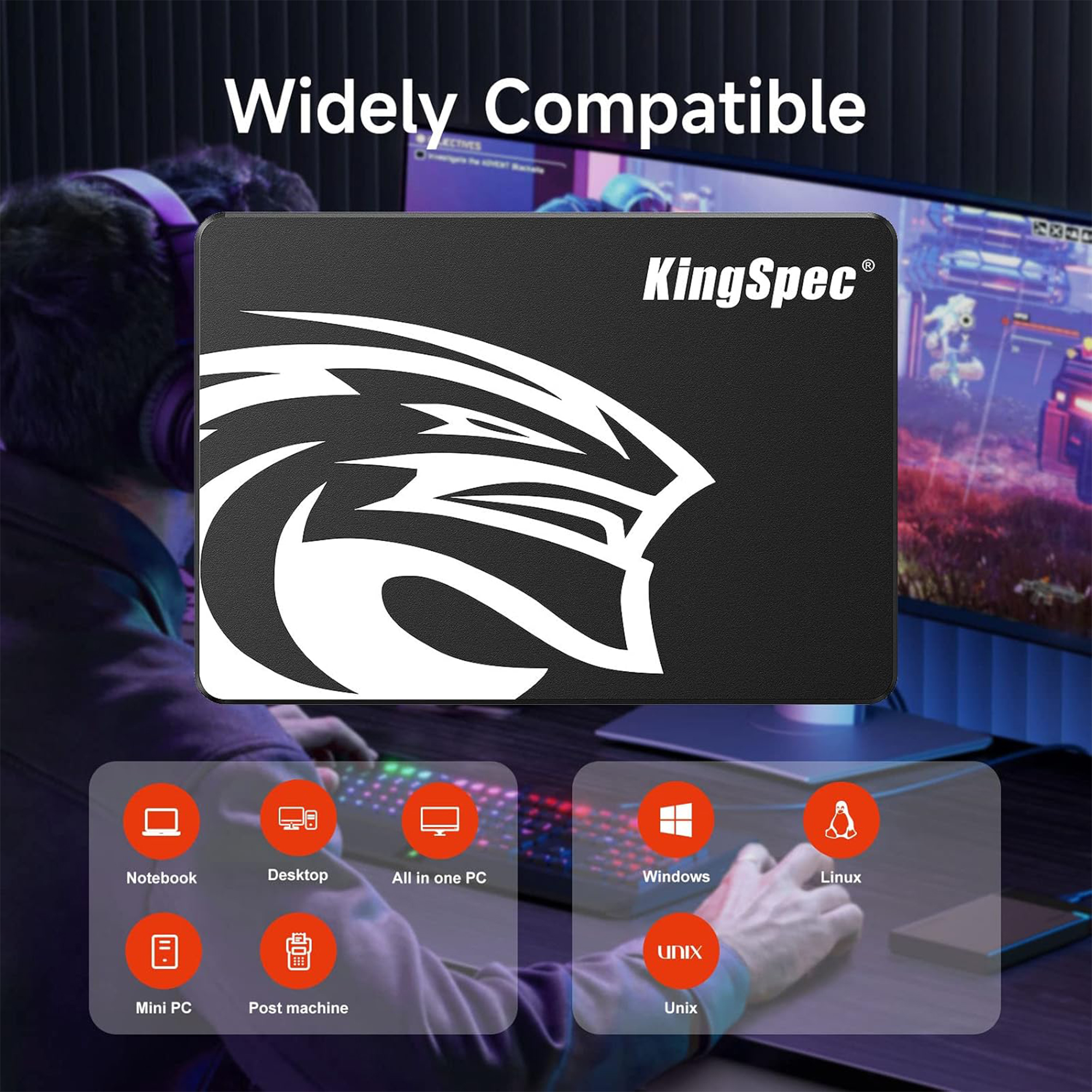 KingSpec 256GB SATA III SSD 6Gb/s, 2.5" Solid State Drive with 3D NAND Flash – For Laptop and PC Desktop
