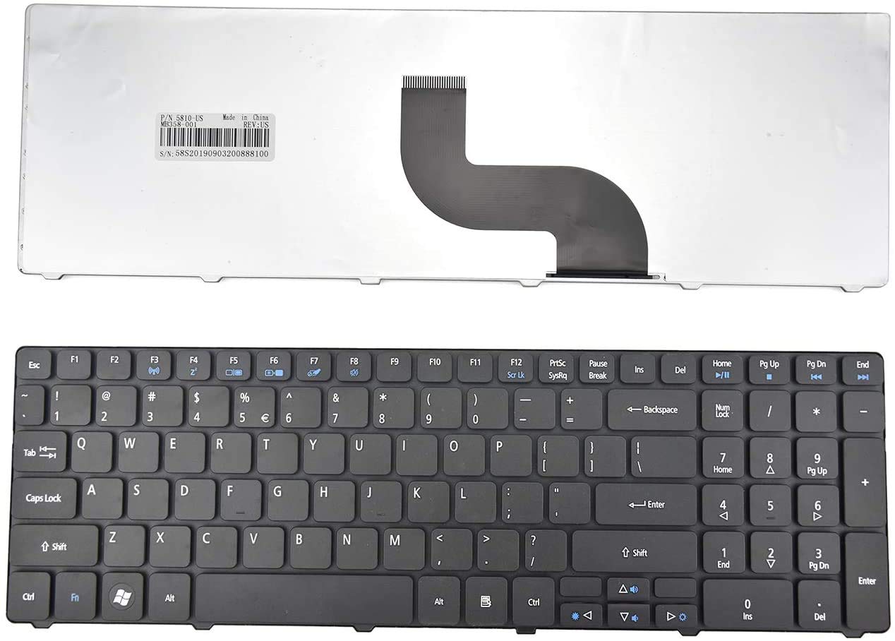 Keyboard for Acer Aspire 5810, 5750, 5740, 5738, 5552, 5551 & More – US Layout, Black Keyboard for Acer Aspire 5810, 5750, 5740, 5738, 5552, 5551 & More – US Layout, Black