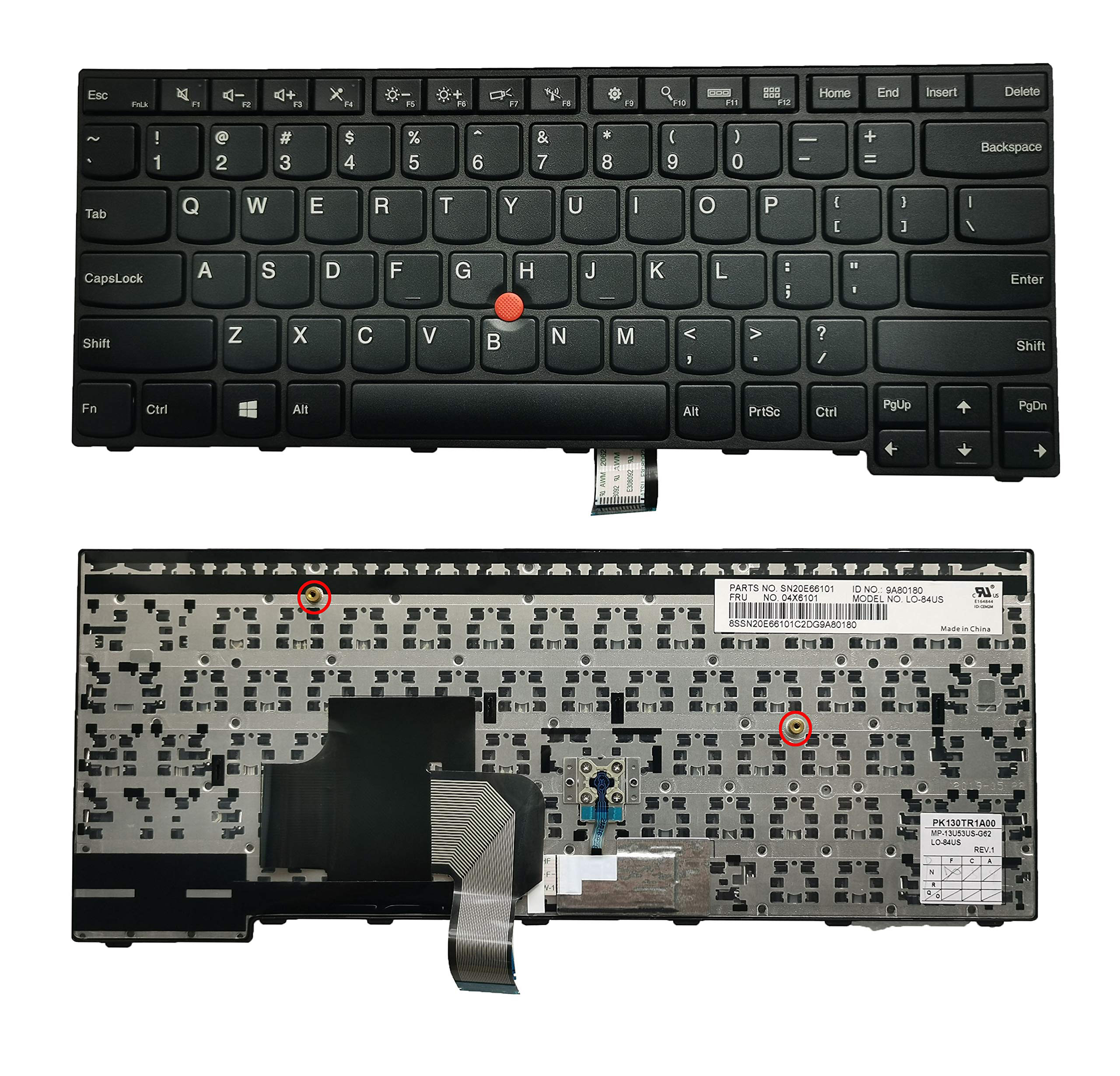 Keyboard Thinkpad E450 E450c E455 E460 E465, US Layout Laptop Keyboard Non-Backlit Function