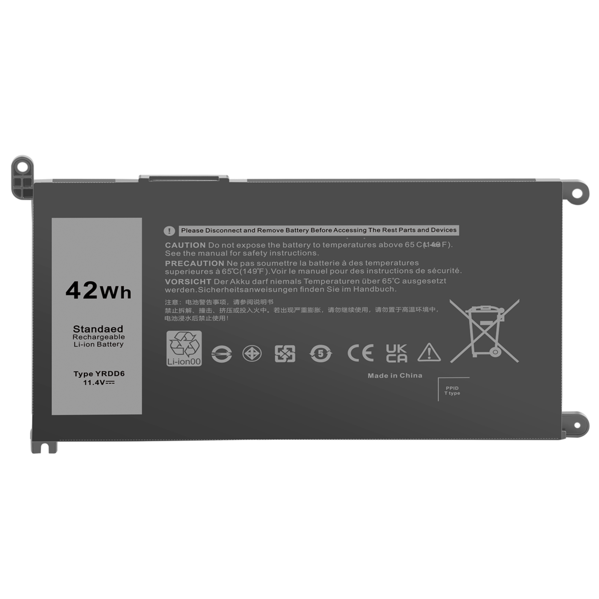 Replacement Battery for Dell YRDD6 1VX1H 7586 5482 5485 5491 3310 2-in-1 3493 3582 3593 3793 5493 5593 5480 5590 5591 5594 5598 15 3583 3584 Vostro 3491 5481 5581 5490 5590 VM732