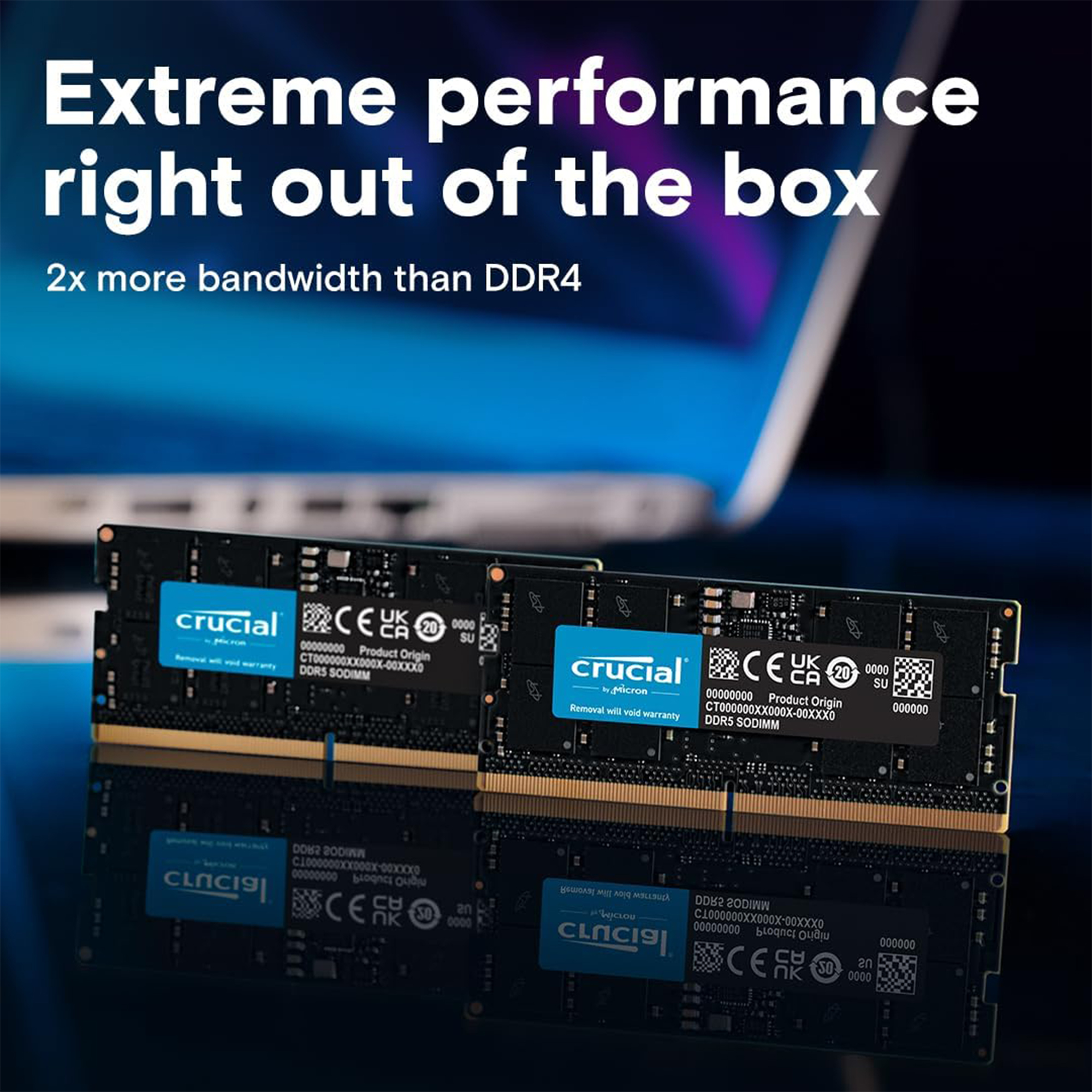 Crucial 8GB DDR5 4800MHz CL40 Laptop RAM – SODIMM 262-Pin – CT8G48C40S5