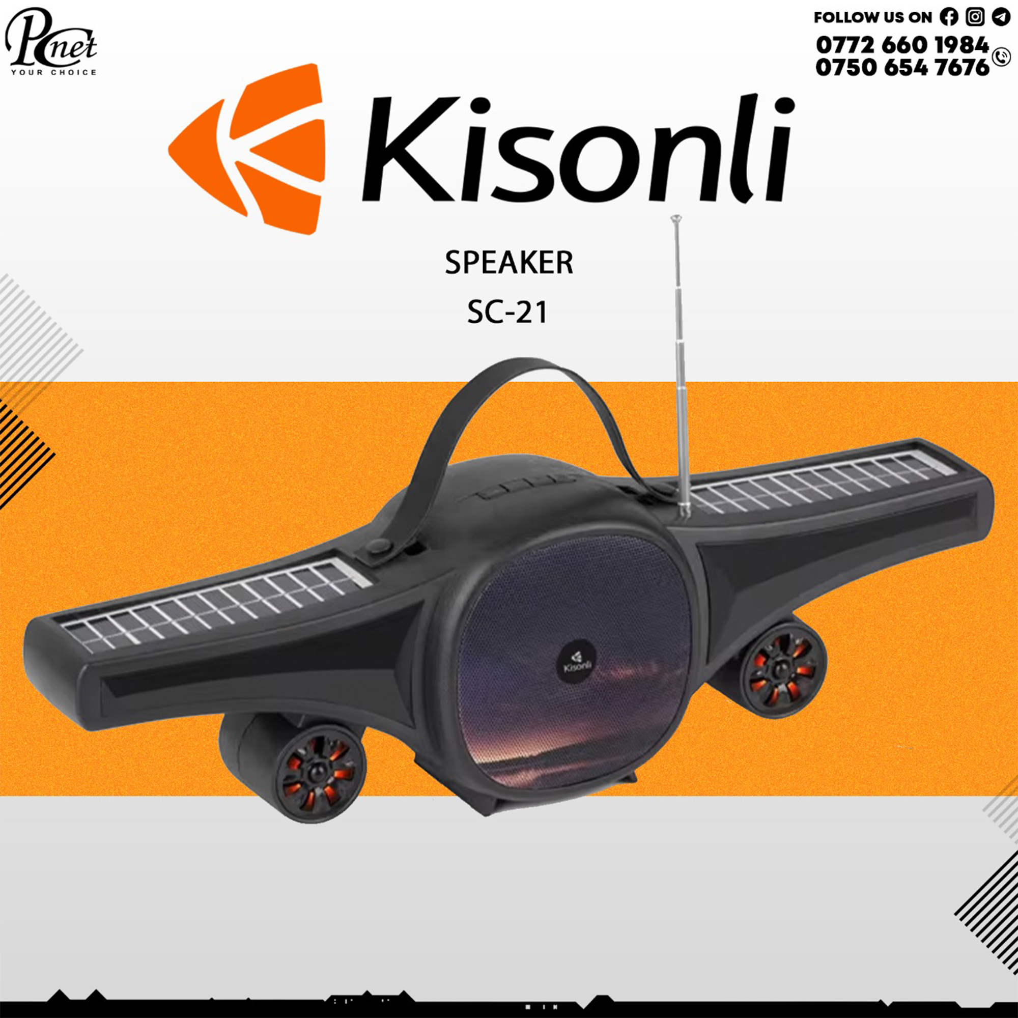 Kisonli SC-21 Portable Bluetooth Speaker – Solar Charging, USB/TF, Radio, LED Light Kisonli SC-21 Portable Bluetooth Speaker – Solar Charging, USB/TF, Radio, LED Light