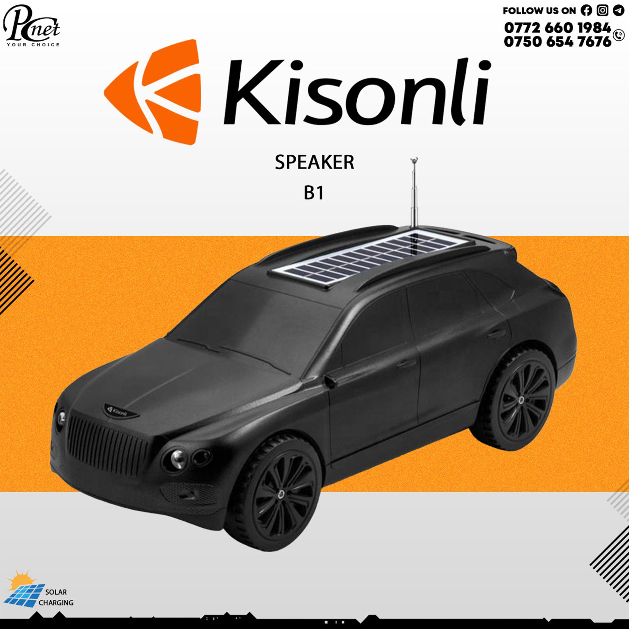 Kisonli B1 Bluetooth Speaker for Car – Solar Charging with Dual LED Flashlights Kisonli B1 Bluetooth Speaker for Car – Solar Charging with Dual LED Flashlights