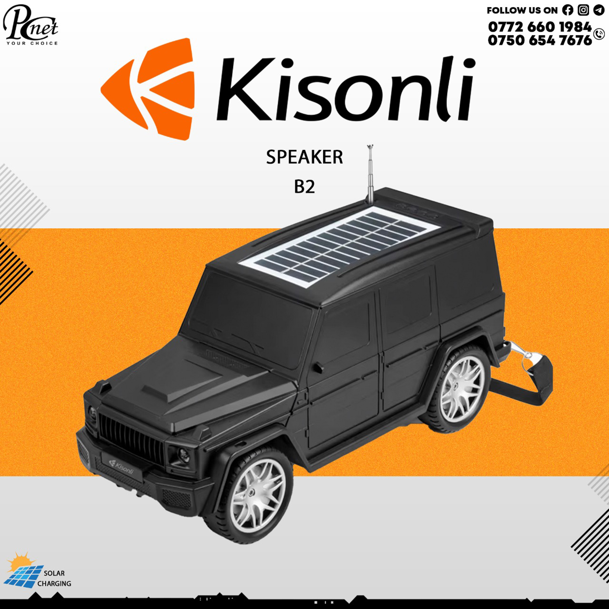 Kisonli B2 Portable Bluetooth Speaker – Solar Charging, USB, Flashlight – Car & Outdoor Use Kisonli B2 Portable Bluetooth Speaker – Solar Charging, USB, Flashlight – Car & Outdoor Use