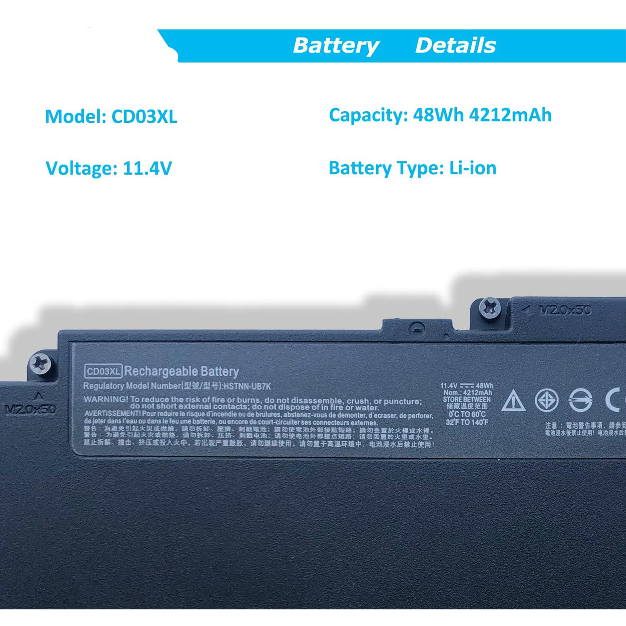 Replacement Battery HP CD03XL ProBook 640 G4  645 G4  650 G4  640 G5 645 G5  650 G5
